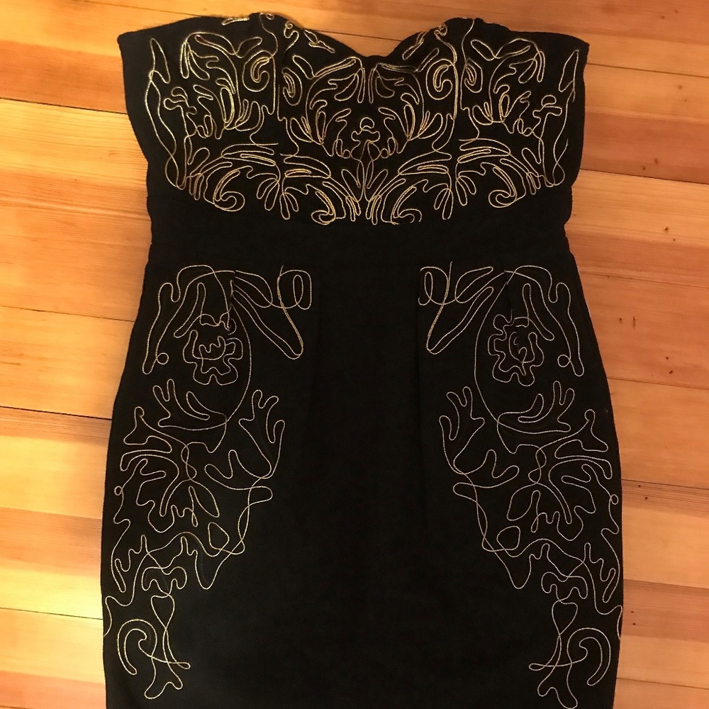 Black & Gold Strapless Urban Outfitters Dress